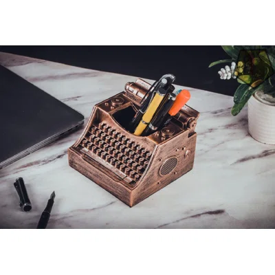 Retro Typewrites Pen Holder Vintage Desk Accssories Unique Cool Gifts For Writer Typewriter Lovers And Secretary Cute Funny Pencil Cups For Office Hom