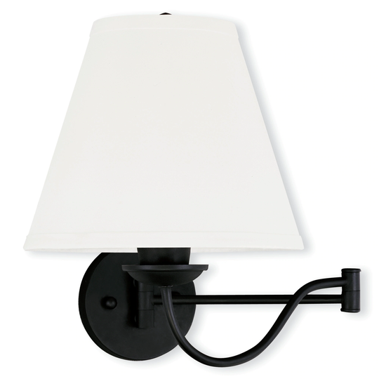 Livex Lighting Ridgedale 1-Light Black Swing Arm Wall Lamp - 10"W x 15"H x 24.5"EXT
