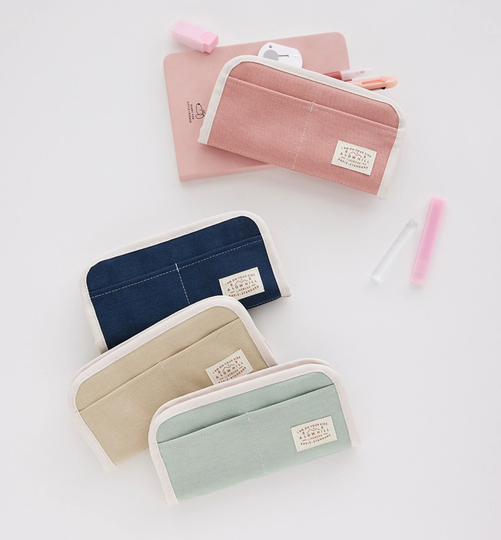Cotton Stitch Zipper Pencil Case | Minimal Gift For Her & Him School Supply Home Office