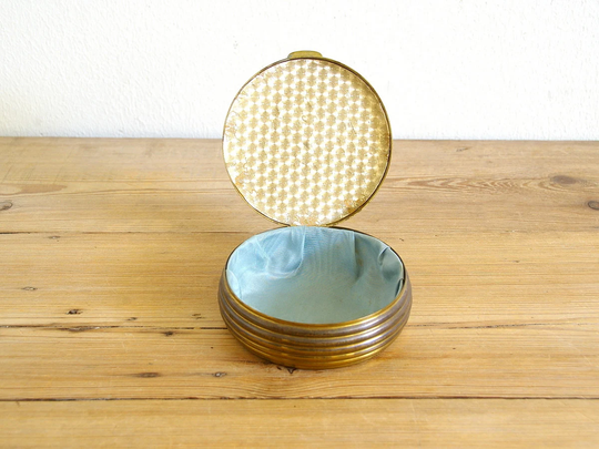 Vintage Brass Trinket Box With Fabric Interior, Art Deco Jewelry Box, Vanity Decor, Desk Office Organizer, Gift Small Old, Downton Abbey