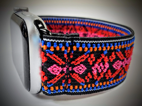 Boho Red Woven Elastic Watch Band For Apple - 38mm 40mm 41mm 42mm 44mm 45mm ; All Series | Models 1 8 & Se