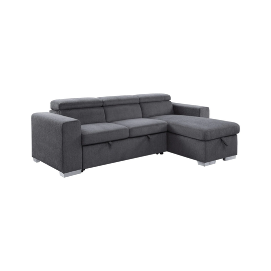 ACME Natalie Reversible Sleeper Sectional Sofa in Gray Chenille