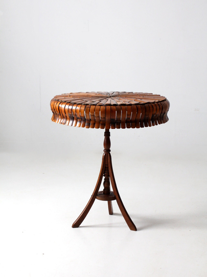 Antique Round Bamboo Accent Table