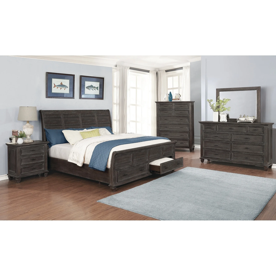 The Gray Barn Mansfield Park Weathered Carbon 2-drawer Storage Bed