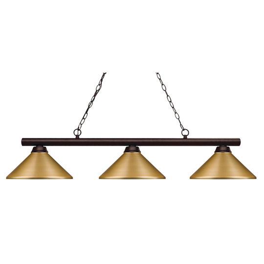 Avery Home Lighting Shooter Satin Gold 3 Light Billiard Light - Bronze