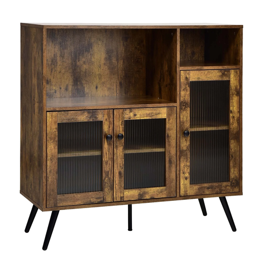 Industrial Buffet Sideboard 3 Door Wood Pantry Storage Cabinet