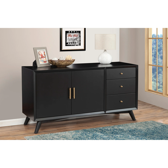 Alpine Furniture Flynn Mid Century Modern 3 Drawer Sideboard