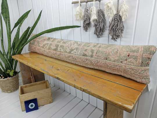 Long Narrow Lumbar Turkish Pillow, Sofa Rug Pillow Cover, Hotel Bedding, Throw Lumbar, Long, Pillow