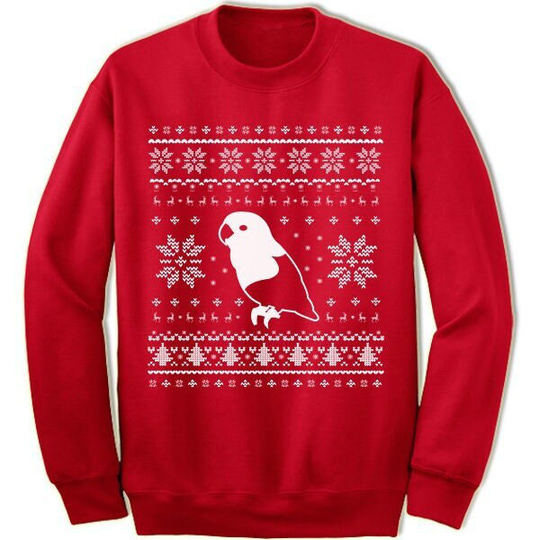 Lovebird Christmas Sweater Sweatshirt. Ugly Xmas Sweater. Bird Owner