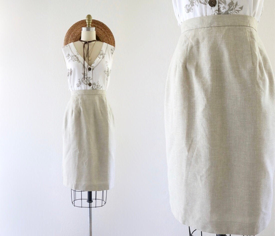 Linen Pencil Skirt - 25