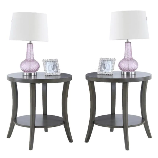 Contemporary Wood End Table in Gray Finish - Set of 2 - 54 x 84