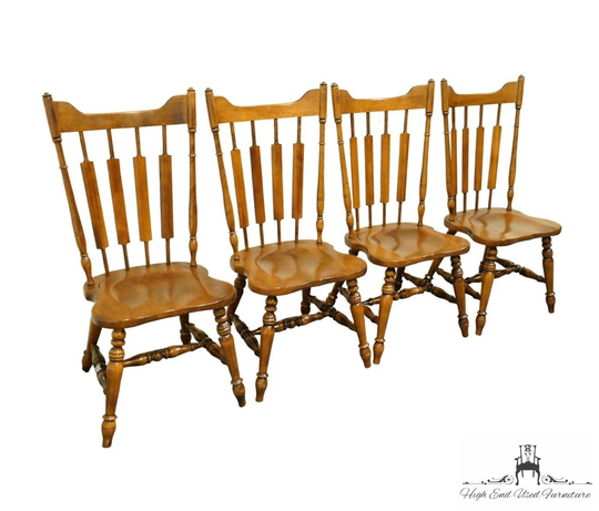 Set Of 4 Temple Stuart Solid Hard Rock Maple Colonial Style Cattail Back Dining Side Chairs 829 - Rockingham 270 Finish