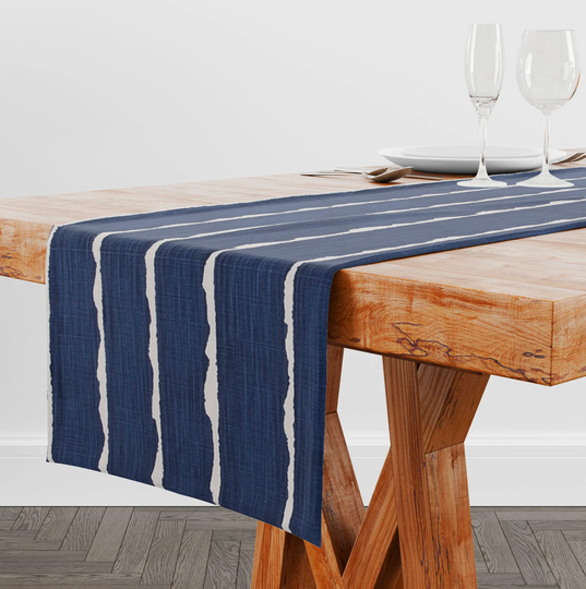 Blue Table Runner For Decor, Stripe Modern Farmhouse, Farmhouse Decor Wedding Gift, Birthday Gift Friend