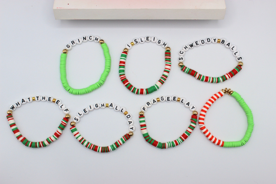 Funny Christmas Heishi Bead Bracelets