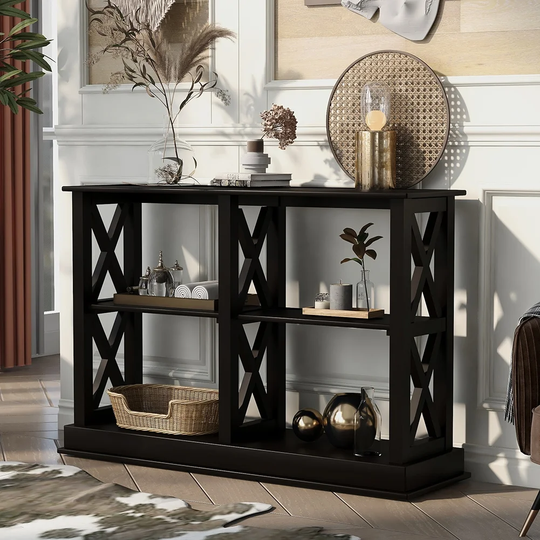 Console Table with 3-Tier Open Storage Spaces, Sofa Entry Table