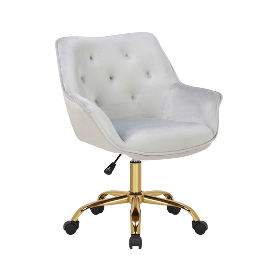 Porthos Home Ula Velvet Office Chair with Arms, Adjustable Swivel Seat