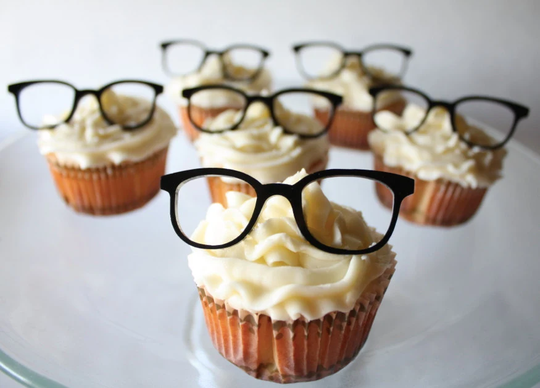 12 Vintage Geek Glasses Cupcake Toppers | Acrylic