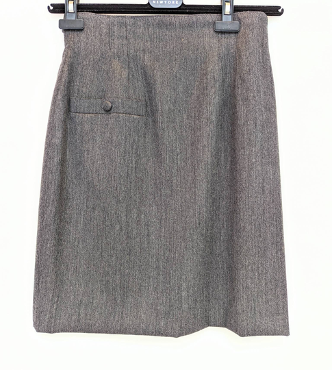 Vintage 90S Charcoal Gray Wool Pencil Skirt. Lined. Made in W. Germany. Louis Feraud. Size 6. Accent Front Pocket. Minimalist