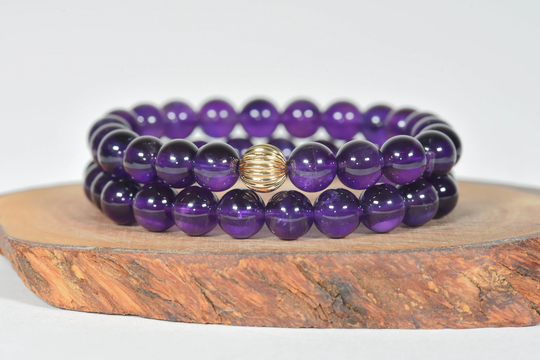 Aaa Dark Amethyst Bracelet 8mm Beads, February Birthstone, Natural