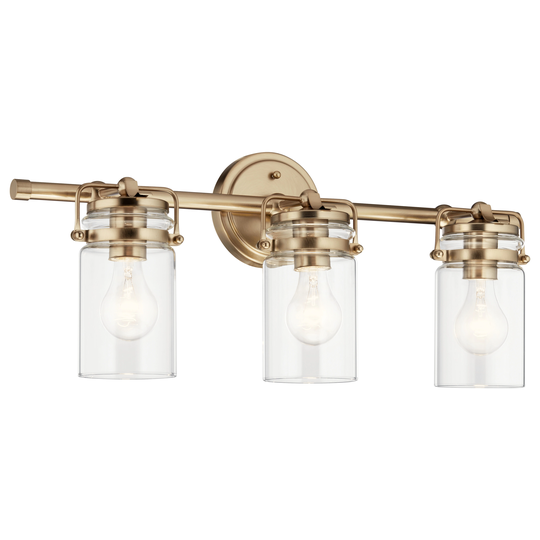 Kichler Lighting Brinley 24 in. 3-Light Champagne Bronze Vanity Light with Clear Glass