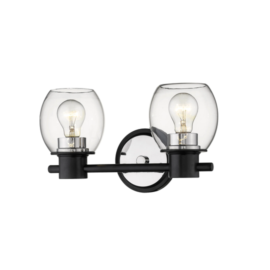 Matte Black/Polished Nickel 2 Light Bathroom Vanity Light