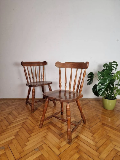 1 Of 2 Vintage Wooden Dining Chairs/Chairs 1950 Yugoslavia Cottage Farmhouse Style Retro