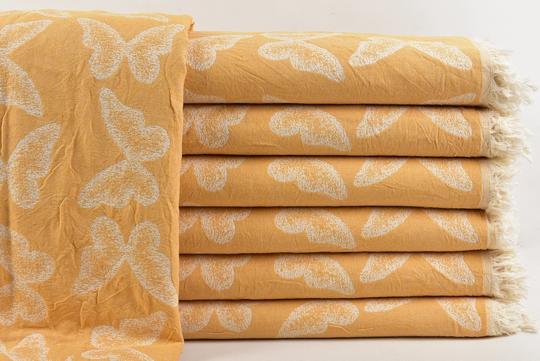 Turkish Throw Blanket, Sofa Butterfly Throw, Patterned Bedcover, Animal Print 79x95 Inches Cover