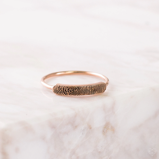 Dainty Fingerprint Ring Actual Bar Stacking Skinny in Sterling Silver Memorial Jewelry Rm27
