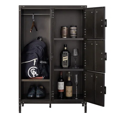 Aleyana 30 Inch Wide Metal Steel Retro Cabinets Storage Locker with 4 Doors and Adjustable Feet