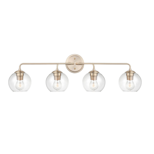 Millennium Lighting 4 Light Modern Gold Bathroom Vanity Fixture with Clear Glass Shades