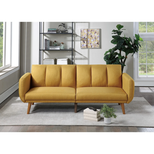 Elegant Modern Polyfiber Sofa Living Room Lounge Furniture Convertible Bed Sofa with Wooden Legs & Comfort Upholstered