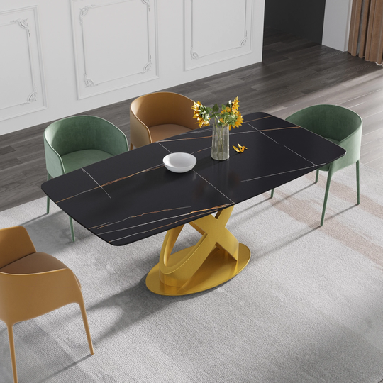 71" Rectangular Marble Table , Nordic Dining table with Metal Base