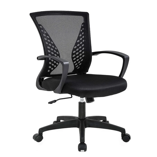 Office Mid Back Swivel Lumbar Support Ergonomic Chair with Armrest