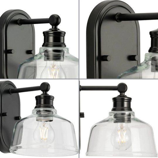Singleton Collection 1-Light 7.62 in. Matte Black Vanity Light with Clear Glass Shade - Small