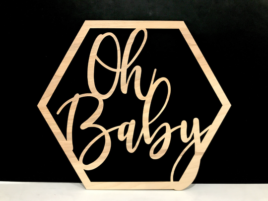 Oh Baby Chair Back Signs, Rustic Shower Decor, Boho Decorations, Wood Hexagon Mommy To Be Hanger, Wooden Hanging Decoration