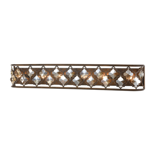 Armand 6-Light Vanity Light in Weathered Bronze with Amber Teak Crystal