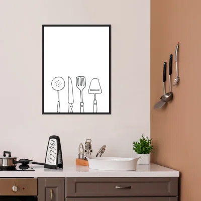 Simply Cooking Utensils by Amanti Art Portfolio - Picture Frame Drawing Print on Canvas
