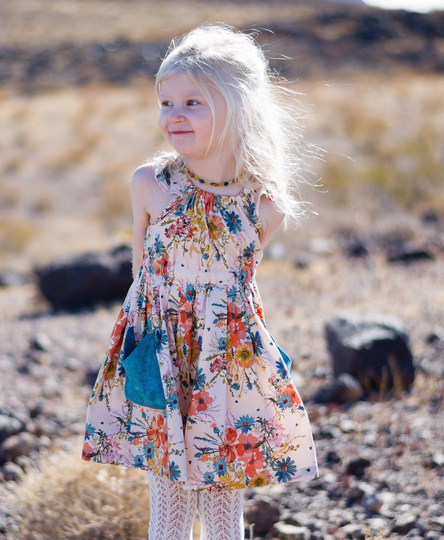 Toddler Floral Dress, Girls Peasant Flutter Sleeve Summer Dress