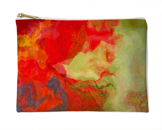 Makeup Bag, Cosmetic Bag Or Accessory Organizer, Pencil Case, Stocking Stuffer, in Red Yellow-Green, Green, On Fire