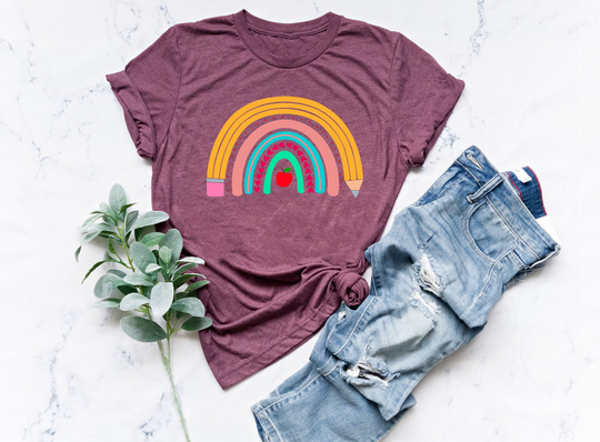 Back To School Pencil Rainbow T-Shirt, Transitional Kindergarten Shirt, Teacher Gift, Teach Love Inspire Outfit, Cute