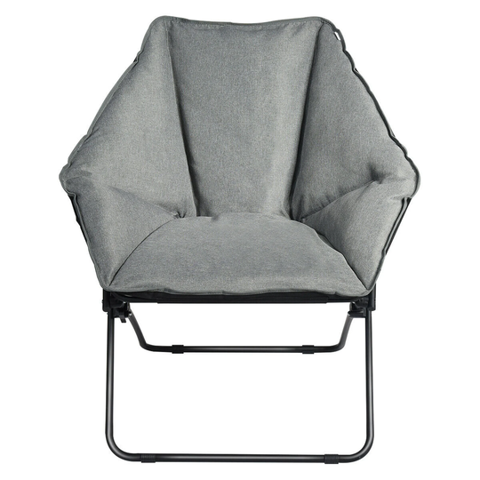 Gymax Folding Saucer Padded Chair Soft Wide Seat w/ Metal Frame Lounge - 33.5'' X 30.5'' X 34.5''