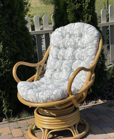 Rattan Long Chair Cushion/ Soft Seat Pad With Backrest Swivel Patio/ Waterproof Cushion For Rocking Ties