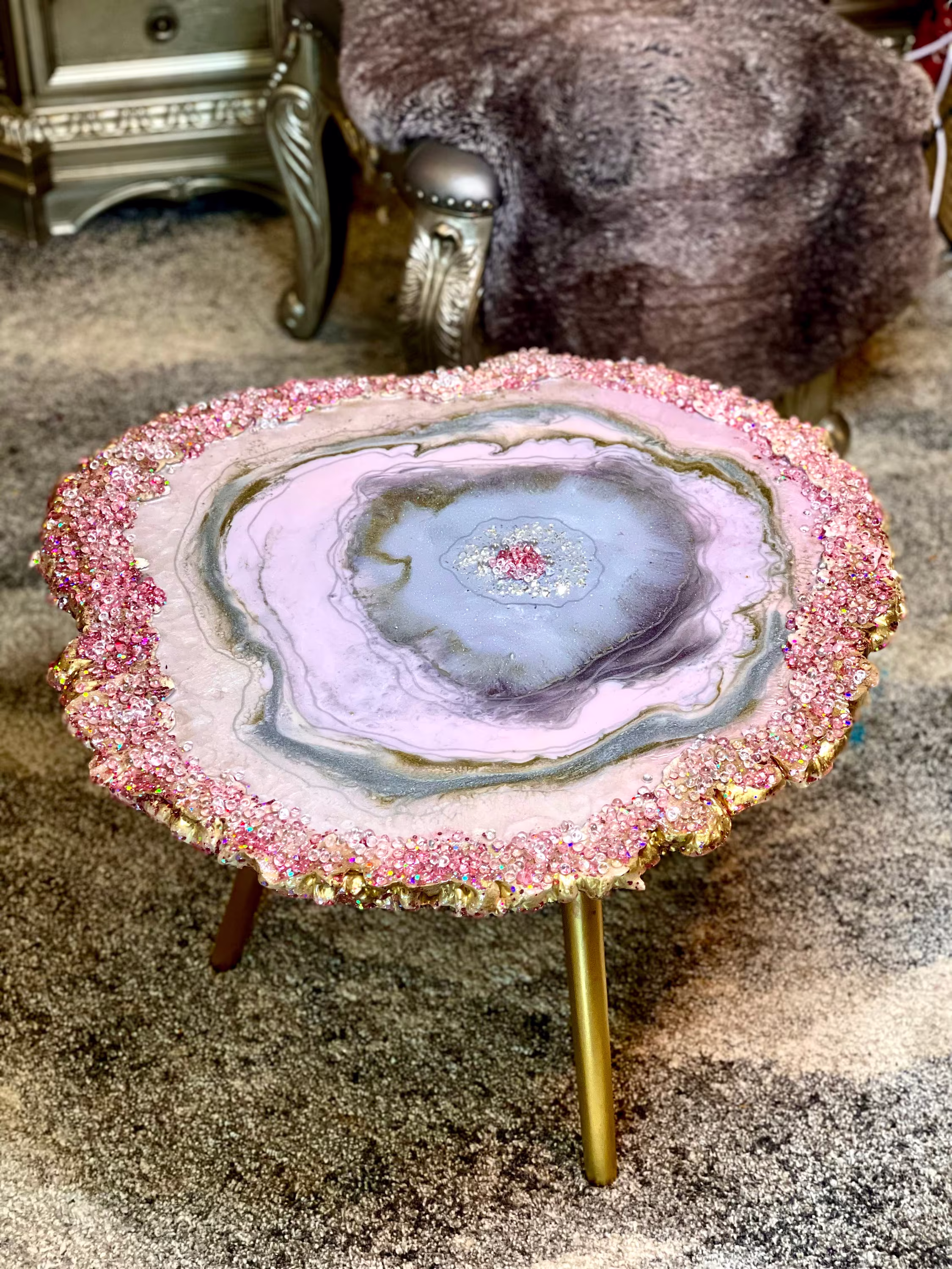 24"D Geode Wall Art/ Coffee Table. Modern Furniture Decor Side Table For Living Room & Office - This Item Is Sold