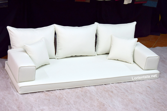 Faux Leather White Floor Sofa Arabic Turkish Moroccan Living Room Oriental Floor Cushions Seating Couch Bed Home Decor Furniture Indoor