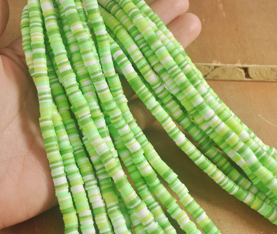 6mm Vinyl Heishi Beads, Green Mixed Color Polymer Clay Beads, African Polymer Clay Diy Making Jewelry Bead, Length 40cm6-40#