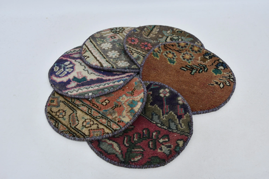 Kilim Supla, Table, Coffee Cup Pad, Brown Coaster, Rug Table Decor Underplate, 10"x10" Vintage Hand Crafted 120
