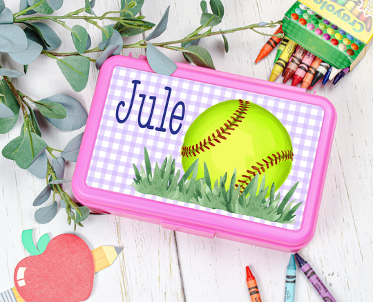 Personalized Pencil Box Kids Softball | School Supplies Back To
