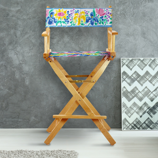 30" Director's Chair Natural Frame-Garden Flowers - 23"W x 19"D x 45.5"H