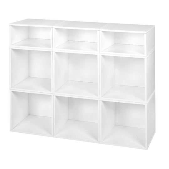 Noble Connect Storage Set- 6 Full Cubes/3 Half Cubes- White Wood Grain