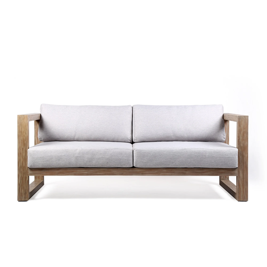 Wooden Frame Outdoor Sofa with UV Resistant Cushions, Gray